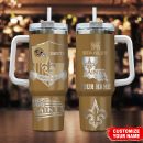 New Orleans Saints NFL Silver Logo Custom Stanley Quencher 30oz-40oz Stainless Steel Tumbler Hot And Cold Tumbler