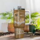 New Orleans Saints NFL Silver Logo Custom Stanley Quencher 30oz-40oz Stainless Steel Tumbler Hot And Cold Tumbler