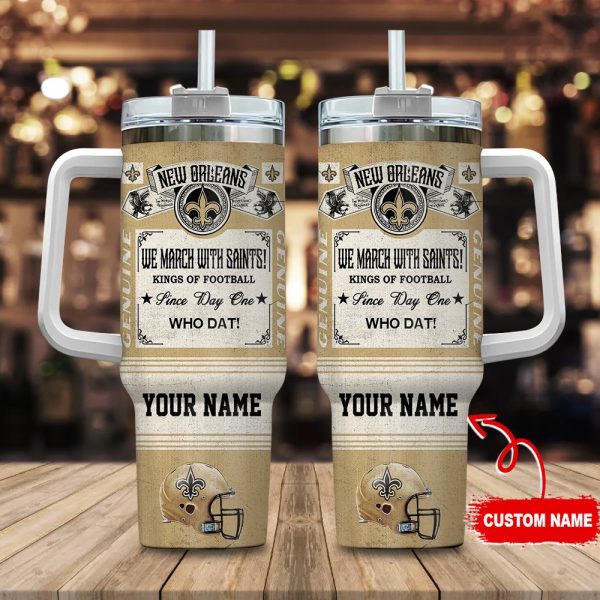 New Orleans Saints NFL Vintage Kings Of Football Custom Stanley Quencher 30oz-40oz Stainless Steel Tumbler Hot And Cold Tumbler