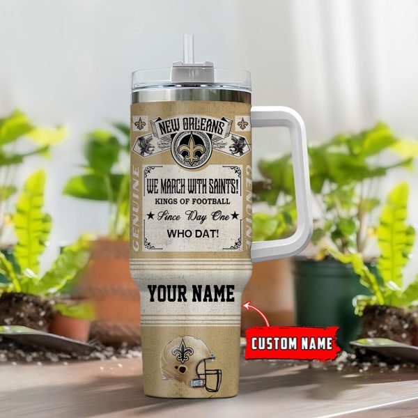 New Orleans Saints NFL Vintage Kings Of Football Custom Stanley Quencher 30oz-40oz Stainless Steel Tumbler Hot And Cold Tumbler - Image 2