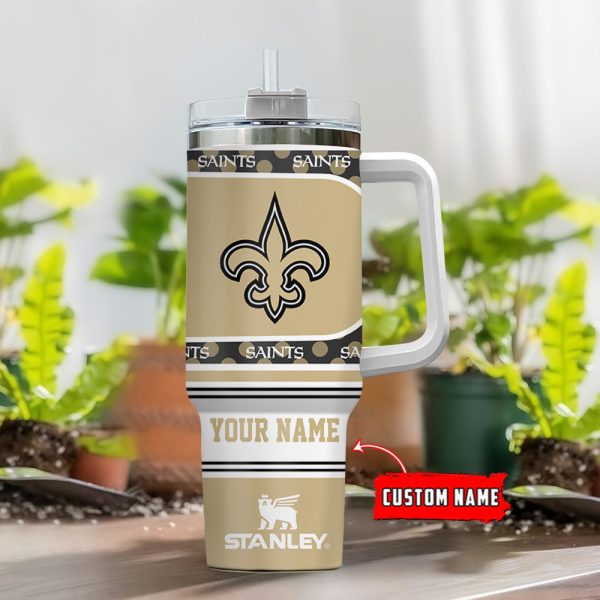 New Orleans Saints NFL Custom Stanley Quencher 30oz-40oz Stainless Steel Tumbler Hot And Cold Tumbler - Image 2