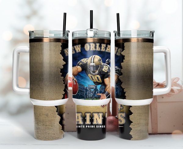 New Orleans Saints NFL Mascot Custom Stanley Quencher 30oz-40oz Stainless Steel Tumbler Hot And Cold Tumbler