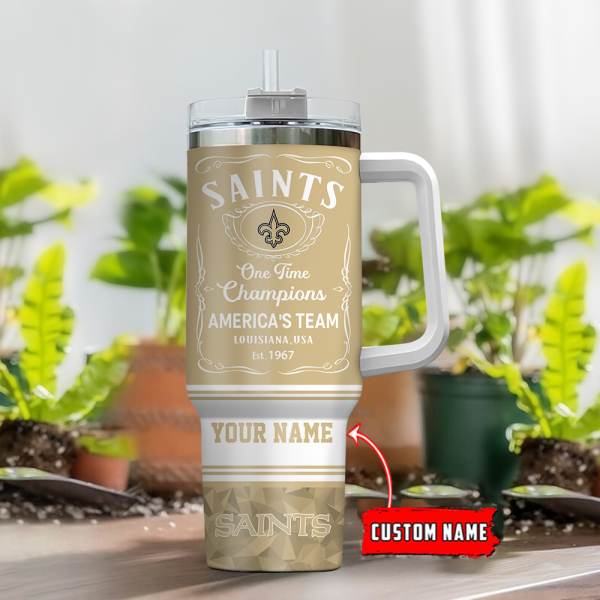 New Orleans Saints NFL Custom Stanley Quencher 30oz-40oz Stainless Steel Tumbler Hot And Cold Tumbler - Image 2