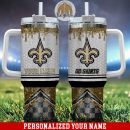 New Orleans Saints Glitter NFL Custom Stanley Quencher 30oz-40oz Stainless Steel Tumbler Hot And Cold Tumbler