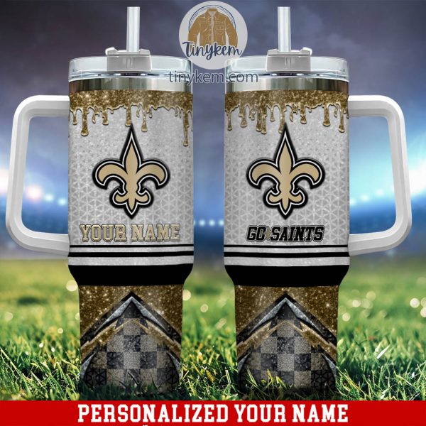 New Orleans Saints Glitter NFL Custom Stanley Quencher 30oz-40oz Stainless Steel Tumbler Hot And Cold Tumbler