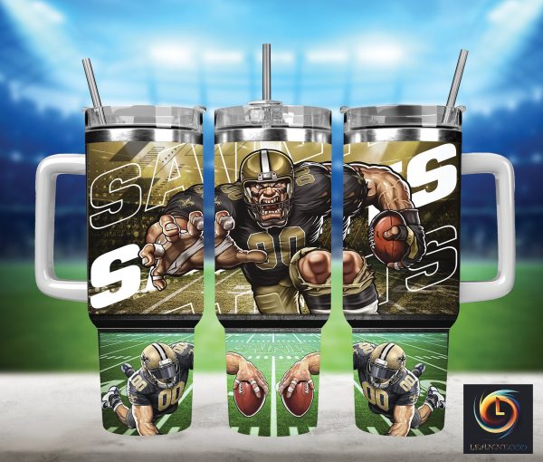 New Orleans Saints NFL Mascot Custom Stanley Quencher 30oz-40oz Stainless Steel Tumbler Hot And Cold Tumbler