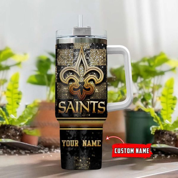 New Orleans Saints NFL Custom Stanley Quencher 30oz-40oz Stainless Steel Tumbler Hot And Cold Tumbler - Image 2