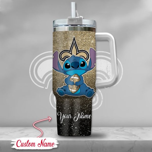 New Orleans Saints NFL Custom Stanley Quencher 30oz-40oz Stainless Steel Tumbler Hot And Cold Tumbler - Image 2