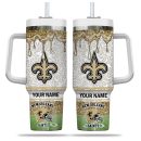 New Orleans Saints NFL Glitter Custom Stanley Quencher 30oz-40oz Stainless Steel Tumbler Hot And Cold Tumbler