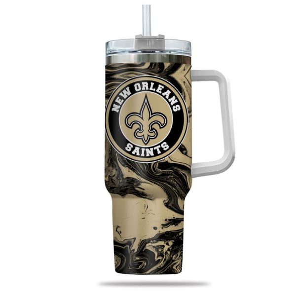 New Orleans Saints NFL Custom Stanley Quencher 30oz-40oz Stainless Steel Tumbler Hot And Cold Tumbler - Image 2