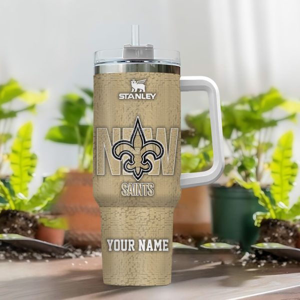 New Orleans Saints NFL 3D Logo Custom Stanley Quencher 30oz-40oz Stainless Steel Tumbler Hot And Cold Tumbler - Image 2