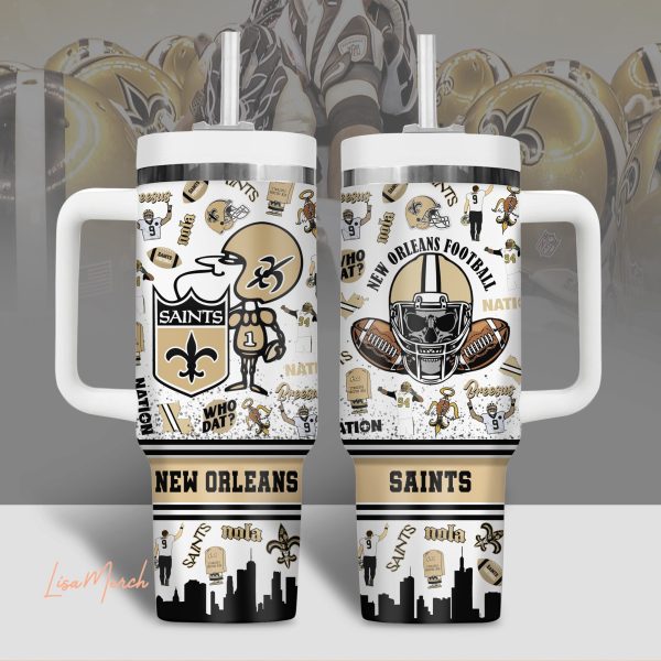 New Orleans Saints NFL Custom Stanley Quencher 30oz-40oz Stainless Steel Tumbler Hot And Cold Tumbler