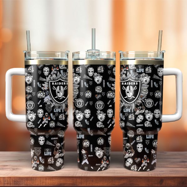 Las Vegas Raiders NFL Custom Stanley Quencher 30oz-40oz Stainless Steel Tumbler Hot And Cold Tumbler