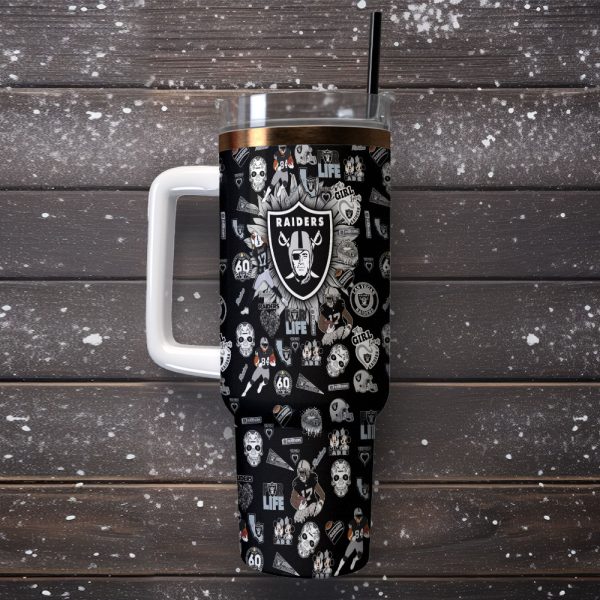 Las Vegas Raiders NFL Custom Stanley Quencher 30oz-40oz Stainless Steel Tumbler Hot And Cold Tumbler - Image 2