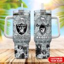 Las Vegas Raiders NFL Tropical Floral Custom Stanley Quencher 30oz-40oz Stainless Steel