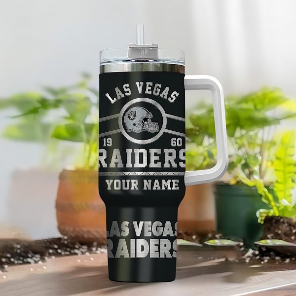 Las Vegas Raiders NFL Custom Stanley Quencher 30oz-40oz Stainless Steel Tumbler Hot And Cold Tumbler - Image 2