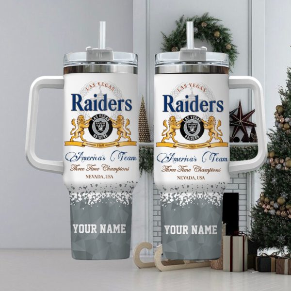 Las Vegas Raiders NFL Custom Stanley Quencher 30oz-40oz Stainless Steel Tumbler Hot And Cold Tumbler - Image 2