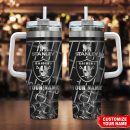 Las Vegas Raiders NFL Silver Custom Stanley Quencher 30oz-40oz Stainless Steel Tumbler Hot And Cold Tumbler