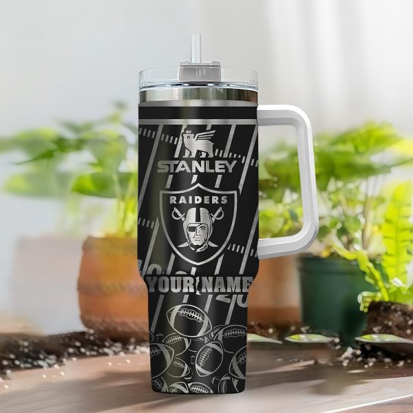 Las Vegas Raiders NFL Silver Custom Stanley Quencher 30oz-40oz Stainless Steel Tumbler Hot And Cold Tumbler - Image 2