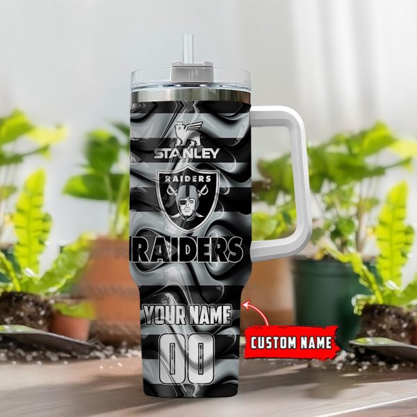 Las Vegas Raiders NFL Custom Stanley Quencher 30oz-40oz Stainless Steel Tumbler Hot And Cold Tumbler - Image 2