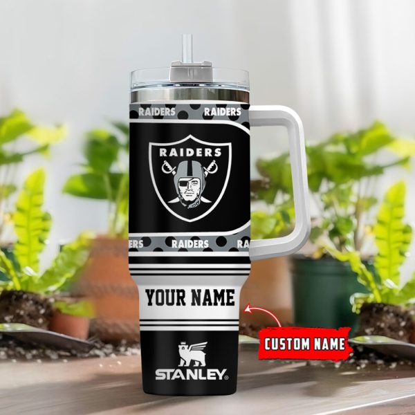 Las Vegas Raiders NFL Custom Stanley Quencher 30oz-40oz Stainless Steel Tumbler Hot And Cold Tumbler - Image 2
