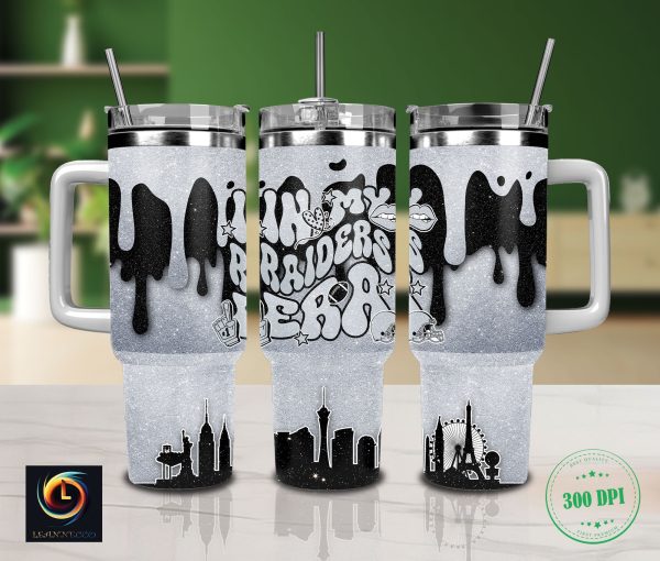 Las Vegas Raiders NFL Glitter Custom Stanley Quencher 30oz-40oz Stainless Steel Tumbler Hot And Cold Tumbler