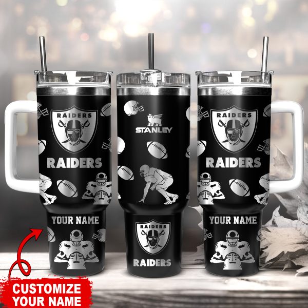 Las Vegas Raiders NFL Custom Stanley Quencher 30oz-40oz Stainless Steel Tumbler Hot And Cold Tumbler