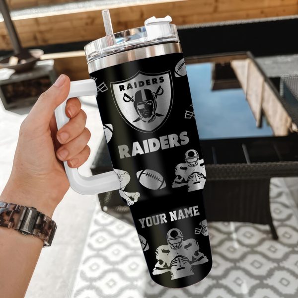 Las Vegas Raiders NFL Custom Stanley Quencher 30oz-40oz Stainless Steel Tumbler Hot And Cold Tumbler - Image 2