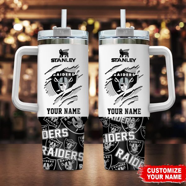 Las Vegas Raiders NFL Custom Stanley Quencher 30oz-40oz Stainless Steel Tumbler Hot And Cold Tumbler