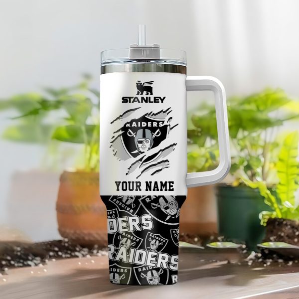 Las Vegas Raiders NFL Custom Stanley Quencher 30oz-40oz Stainless Steel Tumbler Hot And Cold Tumbler - Image 2
