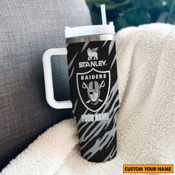 Las Vegas Raiders NFL Custom Stanley Quencher 30oz-40oz Stainless Steel Tumbler Hot And Cold Tumbler - Image 2