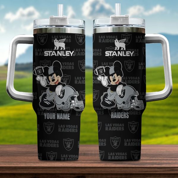 Las Vegas Raiders NFL Mickey Mouse Custom Stanley Quencher 30oz-40oz Stainless Steel Tumbler Hot And Cold Tumbler