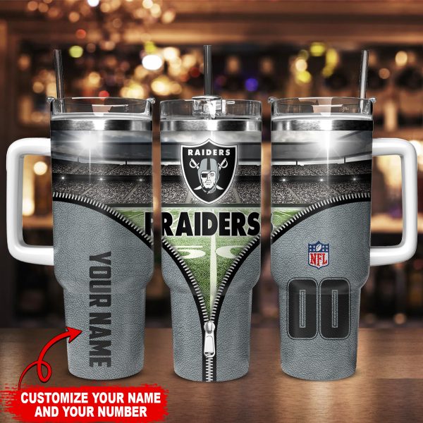 Las Vegas Raiders NFL Custom Stanley Quencher 30oz-40oz Stainless Steel Tumbler Hot And Cold Tumbler - Image 2