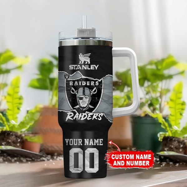 Las Vegas Raiders NFL Custom Stanley Quencher 30oz-40oz Stainless Steel Tumbler Hot And Cold Tumbler - Image 2