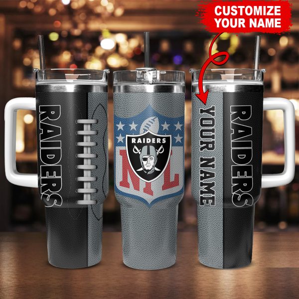 Las Vegas Raiders NFL Custom Stanley Quencher 30oz-40oz Stainless Steel Tumbler Hot And Cold Tumbler - Image 2