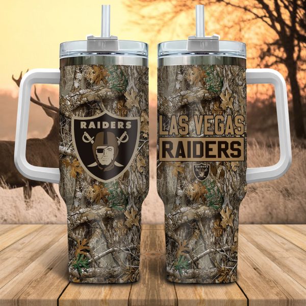 Las Vegas Raiders NFL Hunting Realtree Custom Stanley Quencher 30oz-40oz Stainless Steel Tumbler Hot And Cold Tumbler