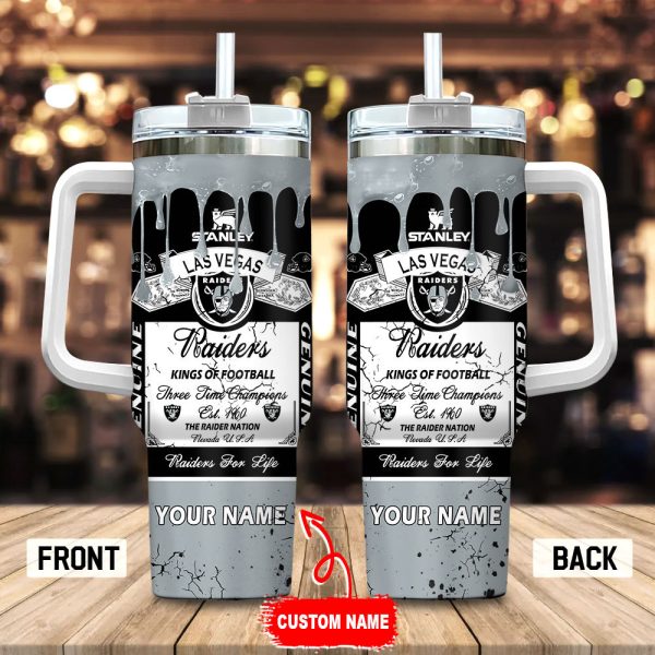 Las Vegas Raiders NFL Kings Of Football Custom Stanley Quencher 30oz-40oz Stainless Steel Tumbler Hot And Cold Tumbler