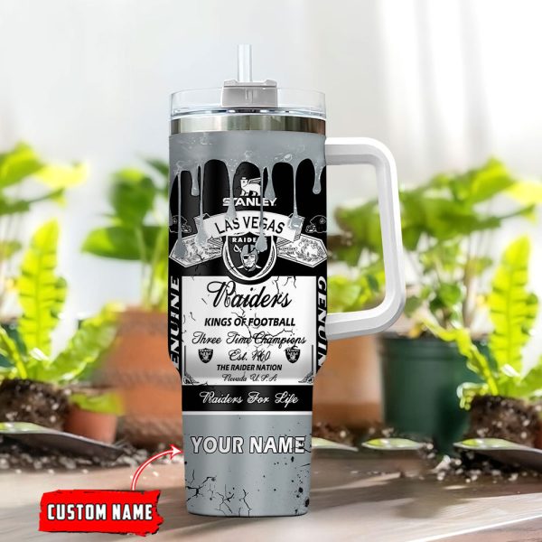 Las Vegas Raiders NFL Kings Of Football Custom Stanley Quencher 30oz-40oz Stainless Steel Tumbler Hot And Cold Tumbler - Image 2