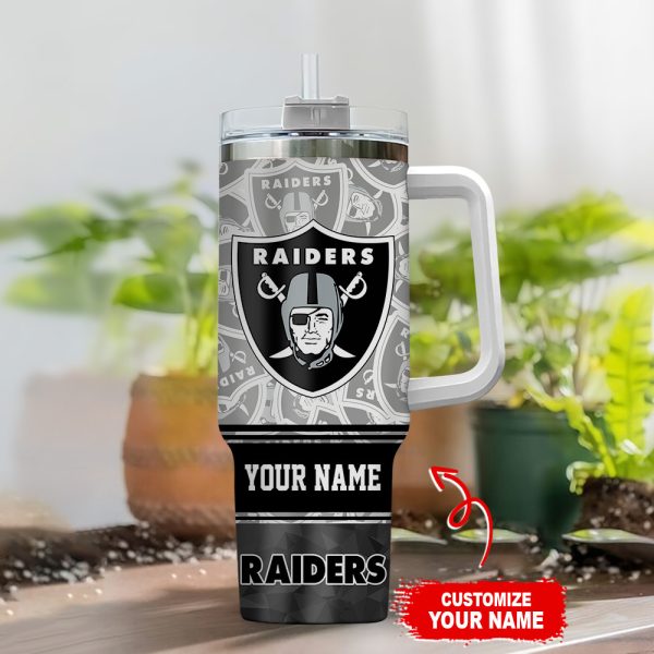 Las Vegas Raiders NFL Custom Stanley Quencher 30oz-40oz Stainless Steel Tumbler Hot And Cold Tumbler - Image 2