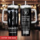 Las Vegas Raiders NFL Energy Nutrition Facts Custom Stanley Quencher 30oz-40oz Stainless Steel Tumbler Hot And Cold Tumbler