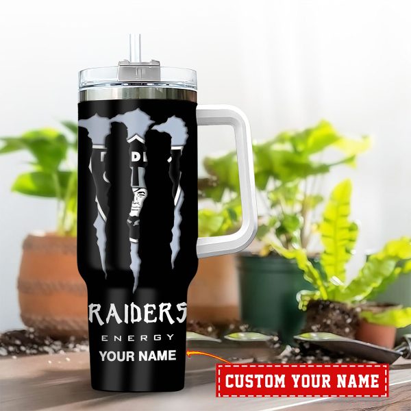 Las Vegas Raiders NFL Energy Nutrition Facts Custom Stanley Quencher 30oz-40oz Stainless Steel Tumbler Hot And Cold Tumbler - Image 2