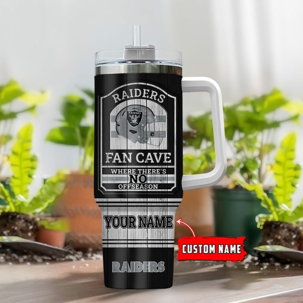 Las Vegas Raiders NFL Fan Cave Custom Stanley Quencher 30oz-40oz Stainless Steel Tumbler Hot And Cold Tumbler - Image 2
