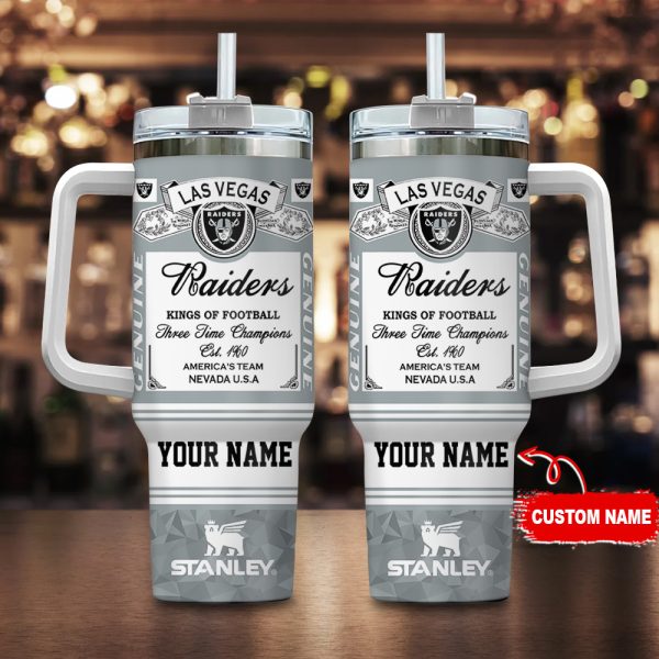 Las Vegas Raiders NFL Kings Of Football Custom Stanley Quencher 30oz-40oz Stainless Steel Tumbler Hot And Cold Tumbler