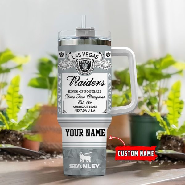 Las Vegas Raiders NFL Kings Of Football Custom Stanley Quencher 30oz-40oz Stainless Steel Tumbler Hot And Cold Tumbler - Image 2