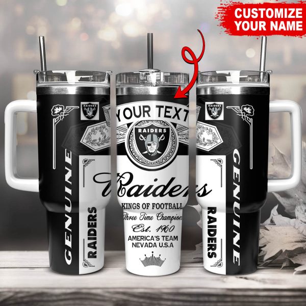 Las Vegas Raiders NFL Kings Of Football Custom Stanley Quencher 30oz-40oz Stainless Steel Tumbler Hot And Cold Tumbler