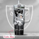 Las Vegas Raiders NFL Mickey Mouse Glitter Custom Stanley Quencher 30oz-40oz Stainless Steel Tumbler Hot And Cold Tumbler
