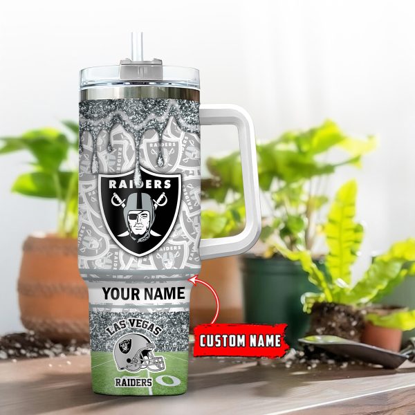 Las Vegas Raiders NFL Glitter Custom Stanley Quencher 30oz-40oz Stainless Steel Tumbler Hot And Cold Tumbler