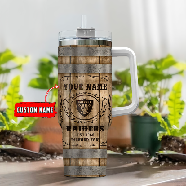 Las Vegas Raiders NFL Diehard Fan Custom Stanley Quencher 30oz-40oz Stainless Steel Tumbler Hot And Cold Tumbler - Image 2
