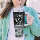 Las Vegas Raiders NFL Glitter Custom Stanley Quencher 30oz-40oz Stainless Steel Tumbler Hot And Cold Tumbler
