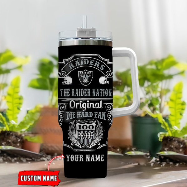 Las Vegas Raiders NFL Original Diehard Fan Custom Stanley Quencher 30oz-40oz Stainless Steel Tumbler Hot And Cold Tumbler - Image 2